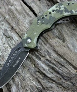 Boker Magnum Fast Forward Liner Lock Flipper with 3.375 in. Stonewash 440A Blade Steel with Camo Handle, 01MB789
