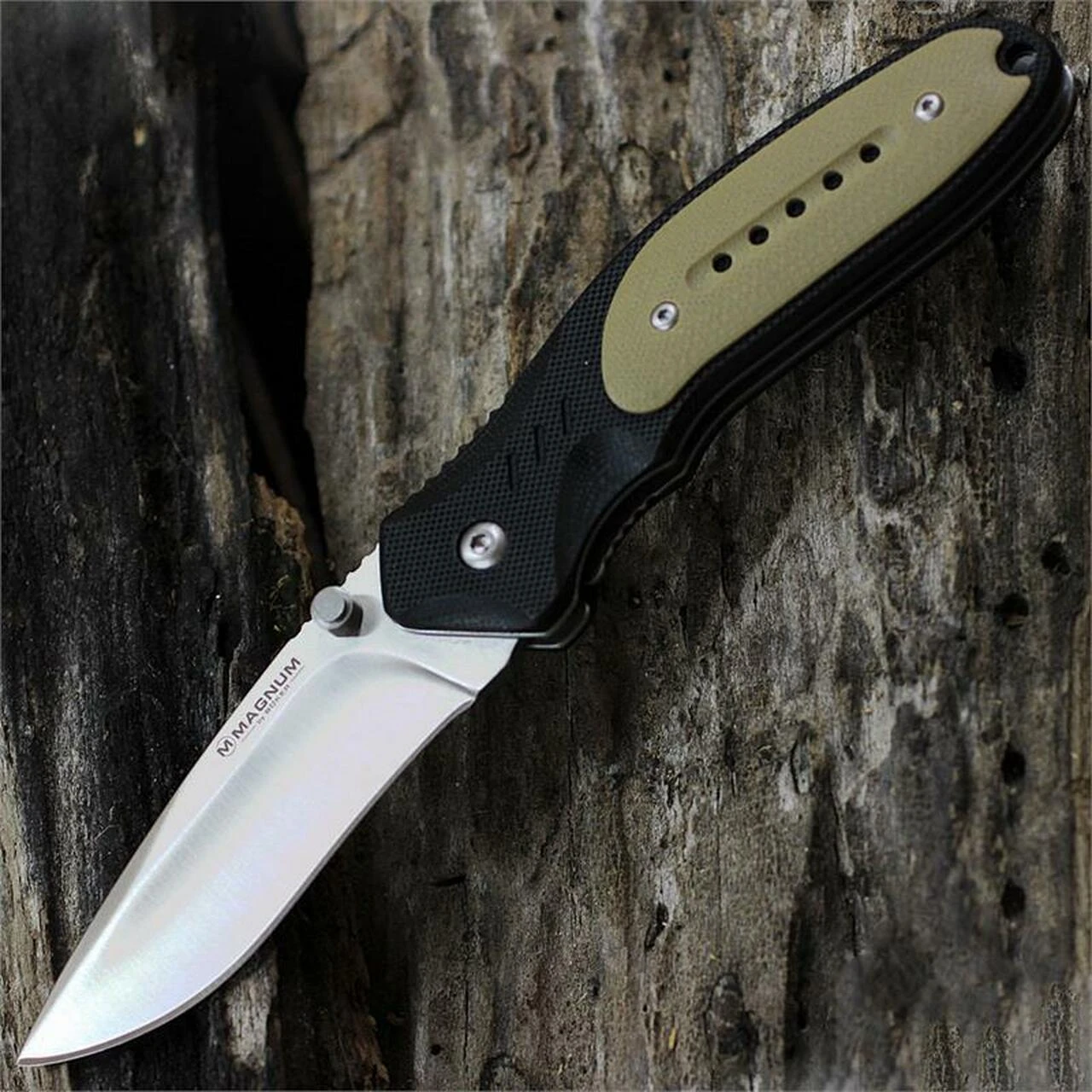 Boker Magnum Ypsilon Folder Liner Lock, Black and Tan G-10 Handle, Plain Edge 01SC421 1 Boker Magnum Ypsilon Folder Liner Lock, Black and Tan G-10 Handle, Plain Edge 01SC421