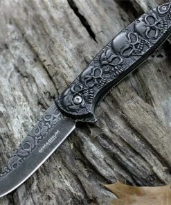 Boker Magnum Dia DE Los Muertos Frame Lock Folder, Blackwash Skull 01SC519N