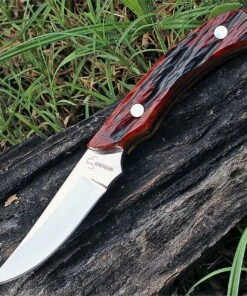 Boker Plus BOP03441 Cowboy Crossdraw, 2.87" 440C SS Plain Blade, Brown Jigged Bone Handle, Brown Leather Sheath