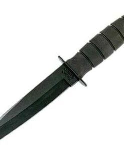 KA-BAR Short Fighting Knife Black Plain Edge Tanto, Leather Sheath