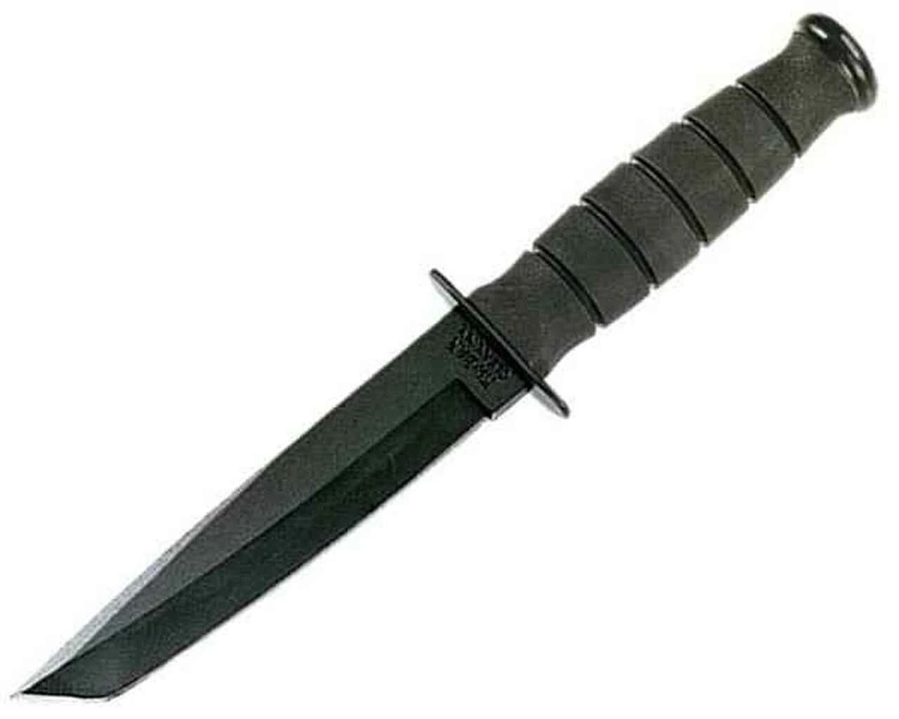 KA-BAR Short Fighting Knife Black Plain Edge Tanto, Leather Sheath 1 KA-BAR Short Fighting Knife Black Plain Edge Tanto, Leather Sheath