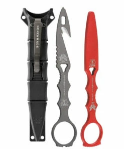 Benchmade Knives Benchmade SOCP Grey Rescue Tool w/ Red Trainer Blade, 179GRY-COMBO, 2.5 in. 440C Rescue Tool, Black Sheath