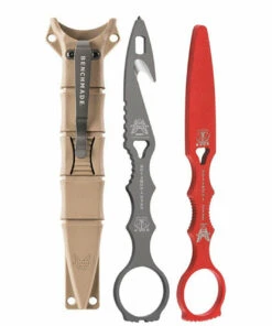 Benchmade Knives Benchmade SOCP Grey Rescue Tool w/ Red Trainer Blade, 179GRYSN-COMBO, 2.5 in. 440C Rescue Tool, Tan Sheath