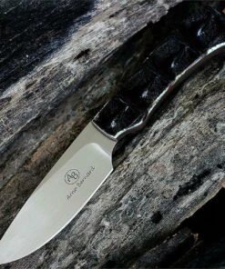 Arno Bernard Knives Arno Bernard 3112 Grazer Series Nyala Model, 3.5" N690 SS Plain Blade, Crocodile Hide Handle, Buffalo Leather Sheath