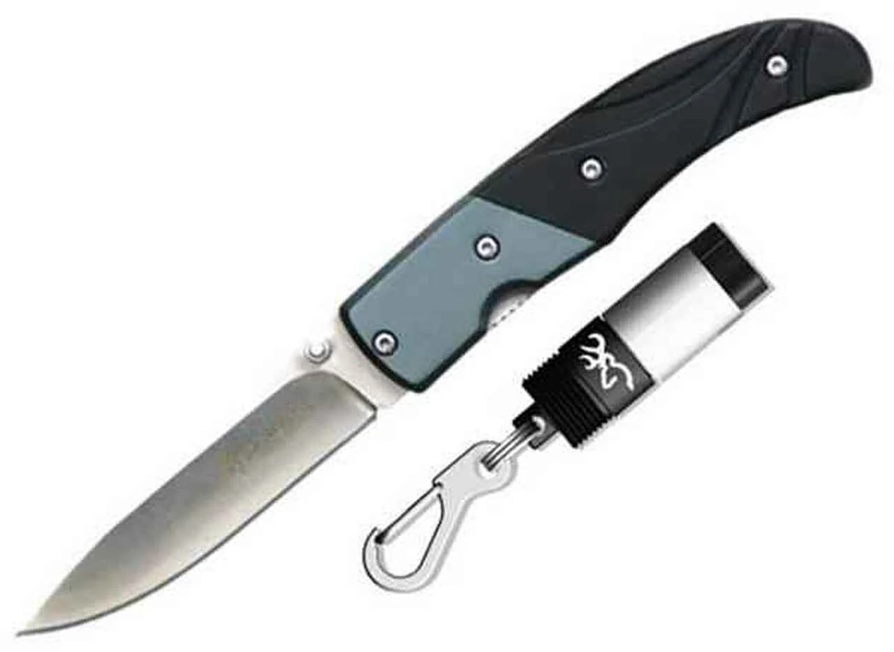 Browning Knives Browning BR371-5039 Getaway Black Folding Knife w/LED Flashlight Keychain 1 Browning Knives Browning BR371-5039 Getaway Black Folding Knife w/LED Flashlight Keychain