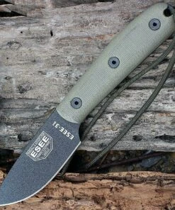 ESEE Knives ESEE Model 3, 3HM, Black Plain Edge, Modified Canvas Handles, Brown Leather Sheath