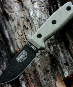 ESEE Knives ESEE 3MIL-P-B, Plain Edge,Glass Breaker Pommel,Black Molded Sheath with Molle Back
