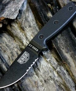ESEE Knives ESEE 3MIL-S-BLK, Combo Edge, Black Molded Sheath, G-10 Handle, Molle Back