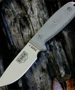 ESEE Knives ESEE 3PM-MB-DT, Plain Edge, Modified Pommel, Foliage Green Sheath, Boot Clip w/ Molle Back