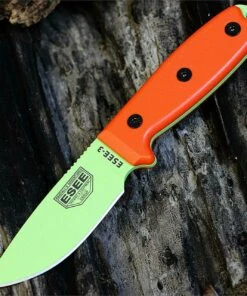 ESEE Knives ESEE 3PM-VG, Plain Edge, Venom Green Blade, Modified Pommel, Orange G-10 Handle, Black Molded Sheath