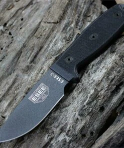 ESEE Knives, 3P-TG-B Tactical Gray Plain Edge with Black G-10 Handles and Molded Sheath