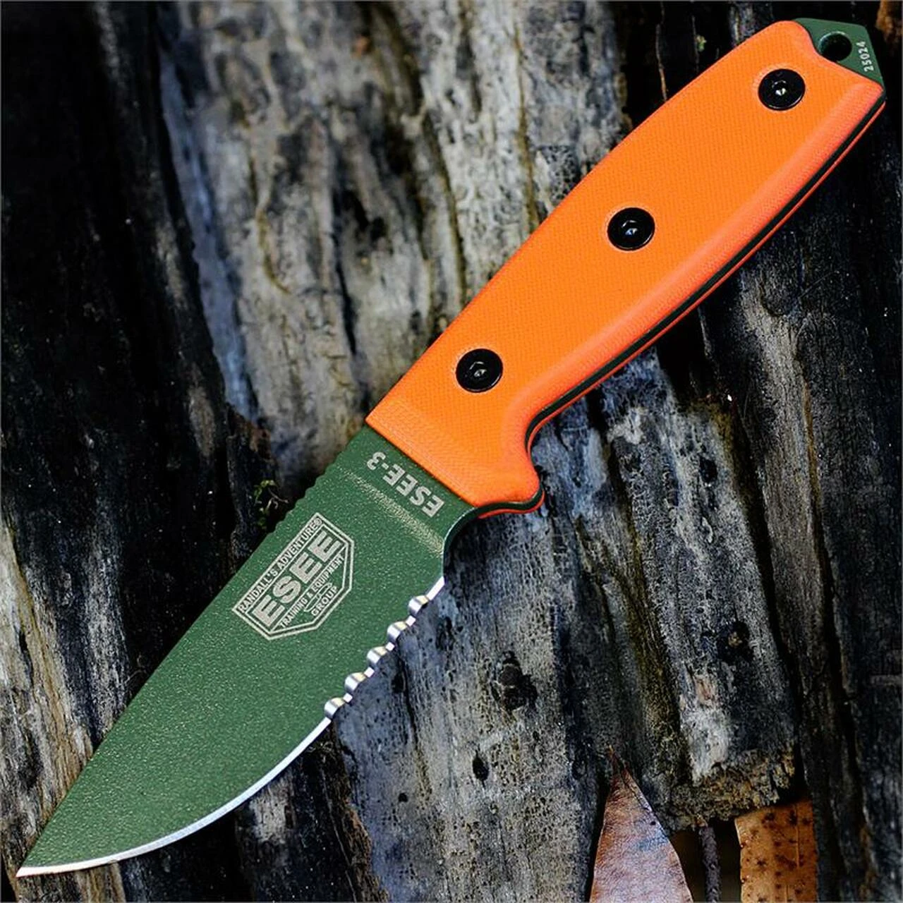 ESEE Knives ESEE 3S-MB-OD, Combo Edge, Orange G-10 Handles, Black Molded Sheath with Molle Back 1 ESEE Knives ESEE 3S-MB-OD, Combo Edge, Orange G-10 Handles, Black Molded Sheath with Molle Back
