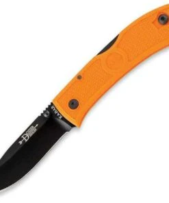 KA-BAR Dozier Folding Hunter, Blaze Orange Handle, Black Plain Edge