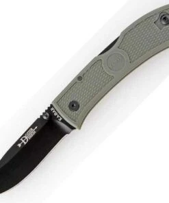 KA-BAR Dozier Folding Hunter, Foliage Green Handle, Black Plain Edge
