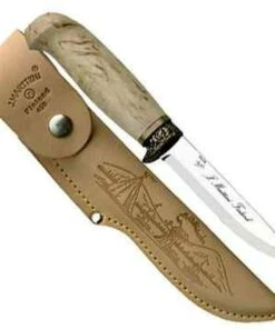 Marttiini Knives Marttiini Jagdmesser Hunters Knife Bronze Finger Guard, Curly Birch Handle