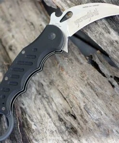 Fox Knives USA FOX Knives Folding Karambit 478BSW, 3.2 in. N690Co Stonewash blade, Black T6-6061 Aircraft Aluminum