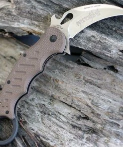 Fox Knives USA FOX Knives Folding Karambit 479ESW, 3.2 in. N690Co Stonewash blade, Dark Earth G10 Handles
