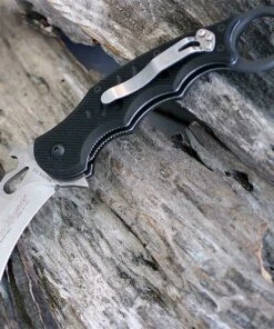 Fox Knives USA FOX Knives Folding Karambit 479, 3.2 in. N690Co Stonewash Blade, Black G10 Handles
