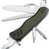 Victorinox Swiss Army Soldier Knife, Green Rubberized Handles