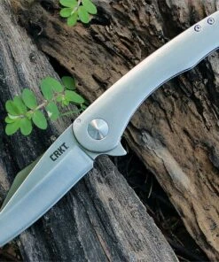 CRKT 6130 Jettison, Satin Plain Blade, Stonewash Stainless Steel, Frame Lock