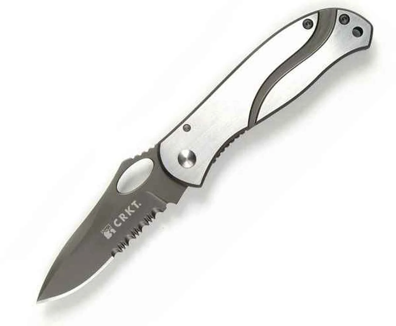 CRKT 6490 Pazoda, 2.6" 8Cr14MoV Combo Blade, SS Handle 1 CRKT 6490 Pazoda, 2.6" 8Cr14MoV Combo Blade, SS Handle