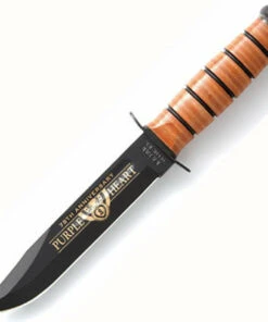 Ka-Bar Kabar USN 75th Anniversary Purple Heart, Plain, Leather Sheath