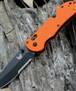 Benchmade Knives Benchmade BM916SBK-ORG Triage Utility Knife, 3.5" N680 SS Combo Blade, Orange G10 Handle