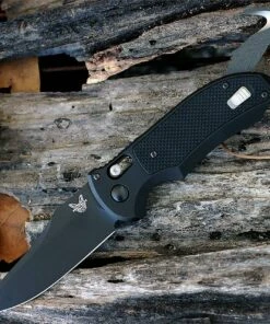 Benchmade Knives Benchmade Auto Triage 9170BK, 3.58 in. N680 Stainless Blade, Aluminum and G10 Handle, Black Plain Edge