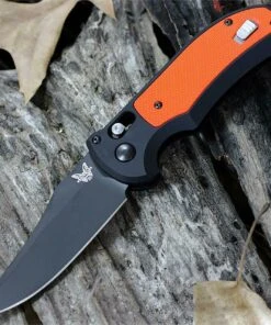 Benchmade Knives Benchmade Auto Triage 9170BK-ORG, 3.58 in. N680 Stainless Blade, Aluminum and G10 Handle, Black Plain Edge