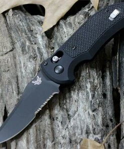 Benchmade Knives Benchmade Auto Triage 9170SBK, 3.58 in. N680 Stainless Blade, Aluminum and G10 Handle, Black Combo Edge