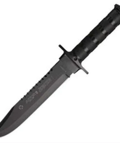 Aitor 16016 Jungle King I & Survival Kit, 8.12" SS Plain Blade, Black SS Handle, OD Green Nylon Sheath