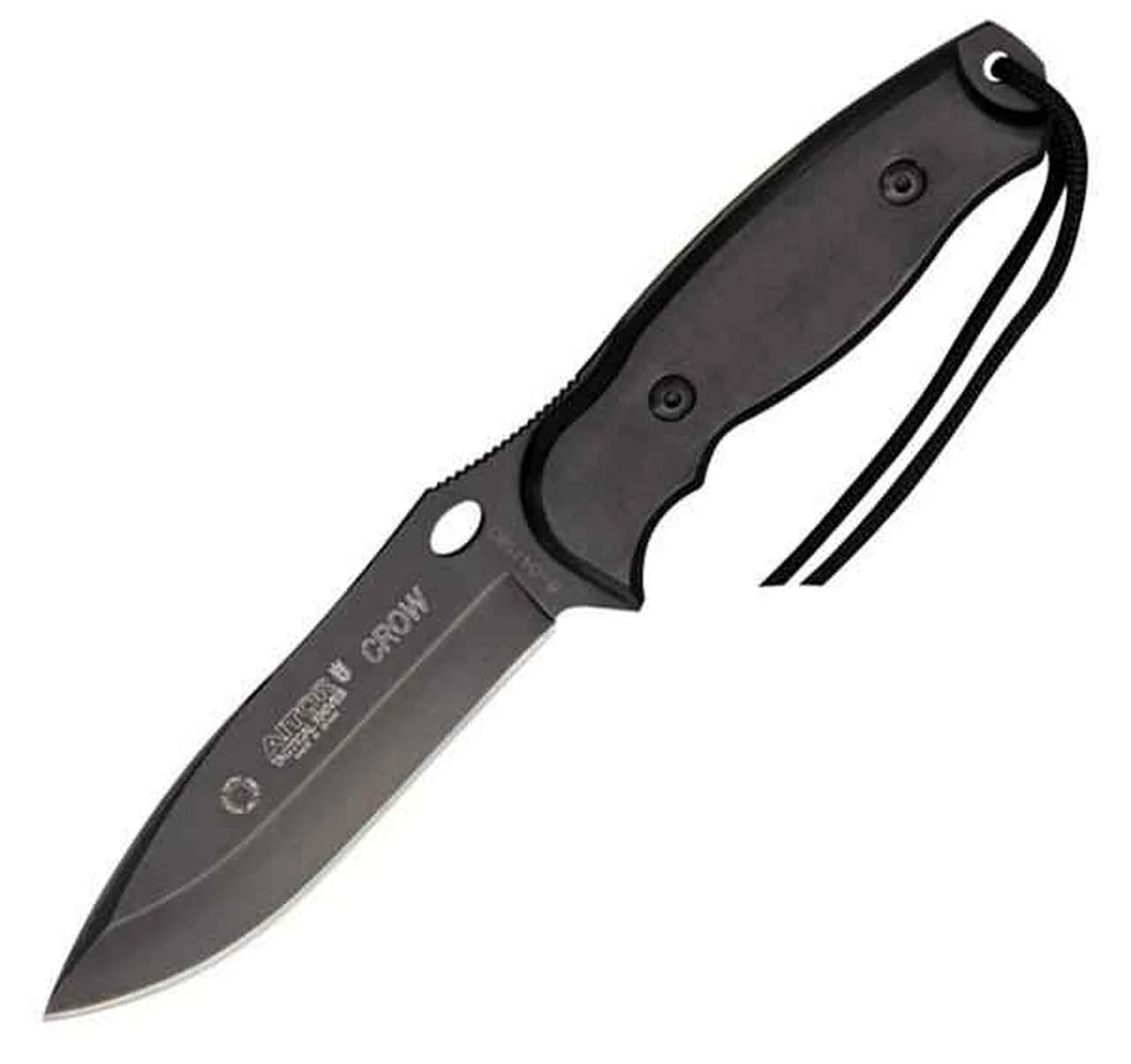 Aitor 16129 Crow Black, 4.5" Coated SS Plain Blade, Fenolgraf Handles, Leather Sheath 1 Aitor 16129 Crow Black, 4.5" Coated SS Plain Blade, Fenolgraf Handles, Leather Sheath