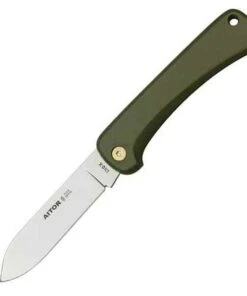 Aitor 16304 Farming Penknife, 3.37" SS Plain Blade, OD green ABS handle