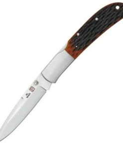 Al Mar 1005HJBT Eagle Talon, 4" AUS-8 Plain Blade, Honey Jigged Bone