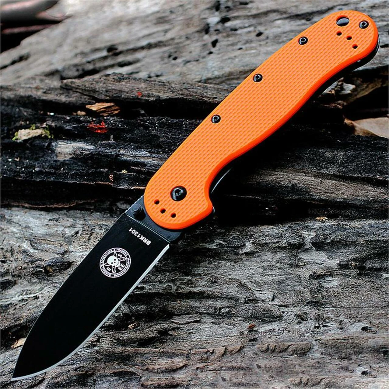 BRK Avispa Folder, Orange Nylon handles, Black AUS-8 Blade, Plain Edge, Design by Esee Knives 1 BRK Avispa Folder, Orange Nylon handles, Black AUS-8 Blade, Plain Edge, Design by Esee Knives