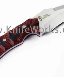 Bad Blood 0116K Razorhoof, 3.5" 8Cr14 SS Combo Blade, Red/Black G-10 Handle