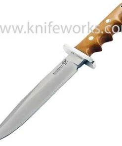 Blackjack Classic Knives BlackJack Halo Attack, Finger Grooved Natural Canvas Micarta Handle, Leather Sheath