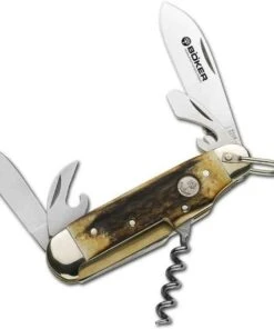 Boker Camp Knife, 4024 Stainless, Genuine Stag Handles