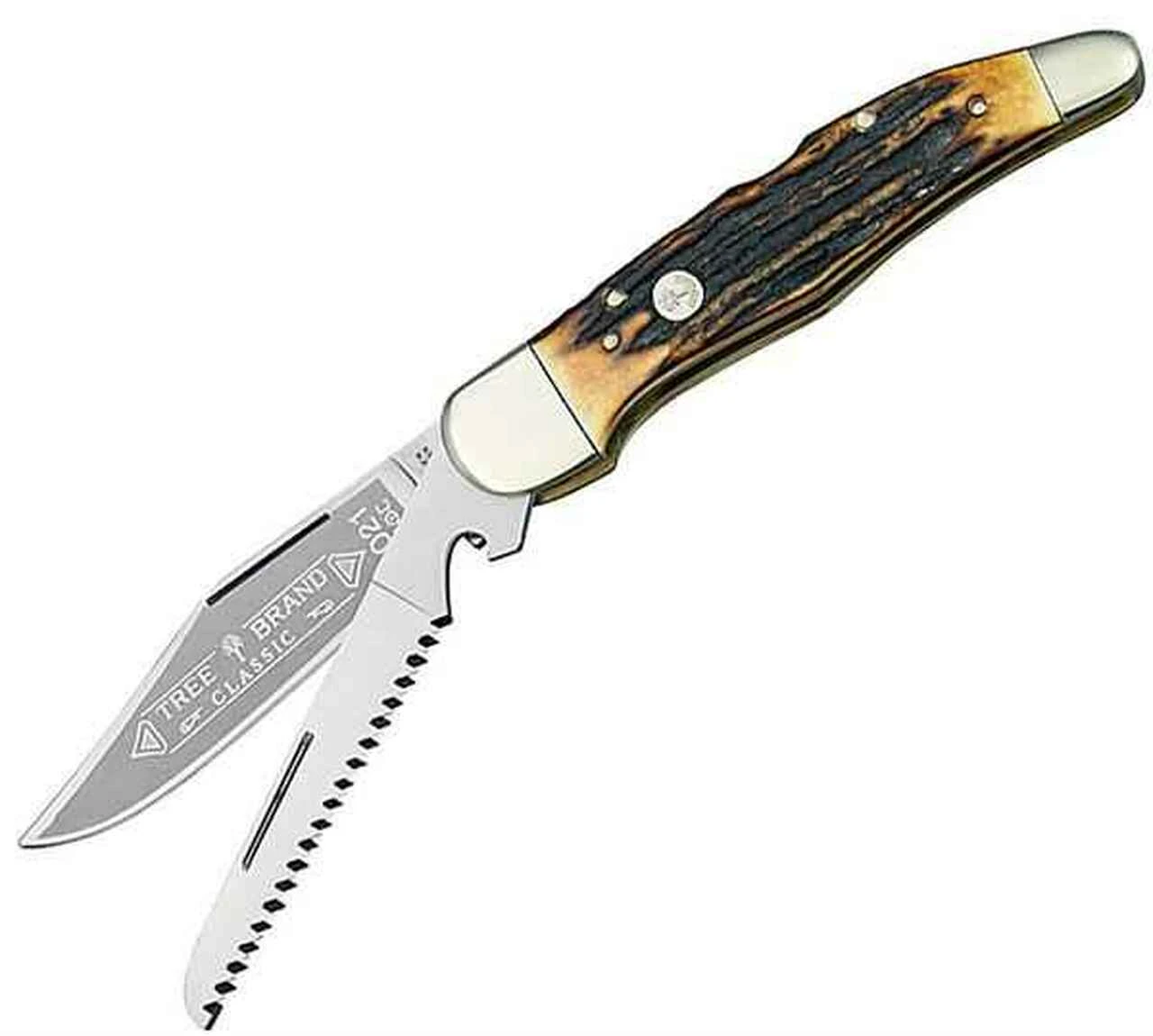 Boker Folding Hunting Knife, 440C-Stainless, Staghorn Handle 1 Boker Folding Hunting Knife, 440C-Stainless, Staghorn Handle