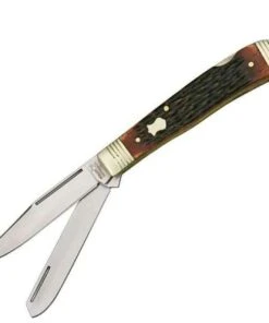 Boker Plus Double Lock Trapper, 440C Stainless, Brown Bone Handles
