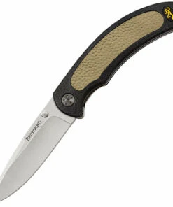 Browning Knives Browning Cayman Folder, Tan Rubberized Inserts, 440 SS Drop Point Blade