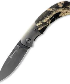 Browning Knives Browning Tagged Out Hunting Knife, Titanium Finished Stainless Steel, Mossy Oak Handle