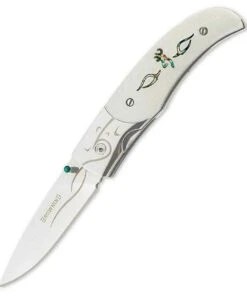 Browning Knives Browning Buckmark Art Small Folder, Mo-V, Micarta w/ Mother of Pearl Inlay