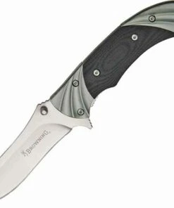 Browning Knives Browning Fluted Linerlock Folder, Stainless Blade, Black G-10/Fluted Gun Metal Gray Bolsters Handle