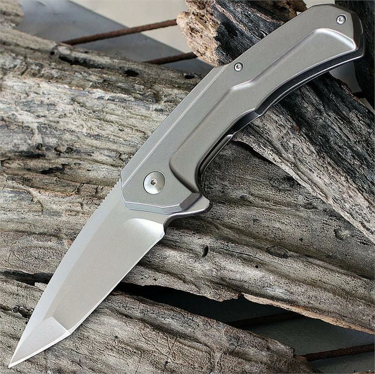 Brous Blades Dynamic 3.5 in. Stonewash D2 Steel Blade, Titanium Handle Framelock Folder 1 Brous Blades Dynamic 3.5 in. Stonewash D2 Steel Blade, Titanium Handle Framelock Folder