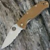 Spyderco Knives Spyderco Tenacious C122GPSBN Satin Serrated Edge Brown G-10 Handle