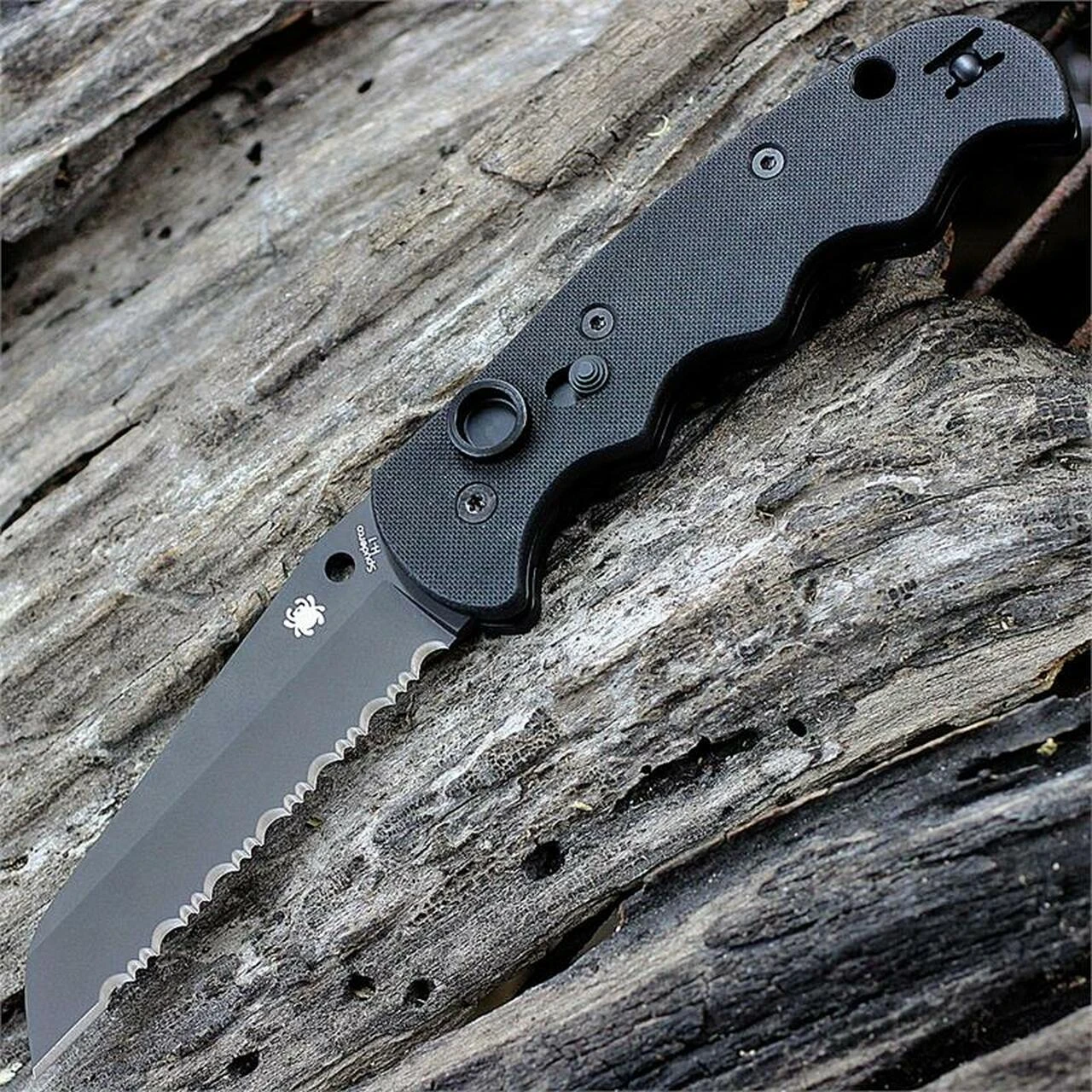 Spyderco Knives Spyderco Autonomy G-10 Black C165GBBK, 3.70" H-1 Black Serrated Blade 1 Spyderco Knives Spyderco Autonomy G-10 Black C165GBBK, 3.70" H-1 Black Serrated Blade