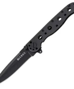 CRKT M16-01KS EDC Spear Point, 3" 8Cr13MoV SS Plain Blade, Black Aluminum Handle