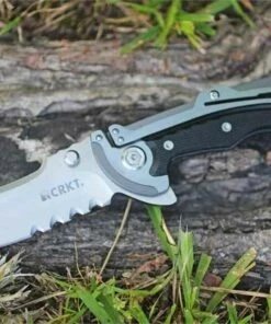 CRKT Graphite Folding Knife, Designed by Glenn Klecker, Combo Edge